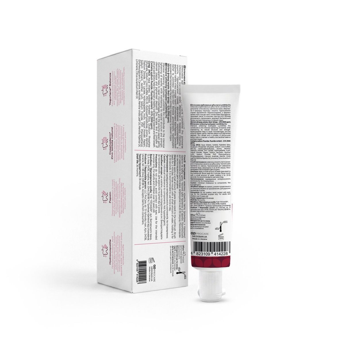 Интенсивная отбеливающая зубная паста LumiWhite Pro Medosan 40 мл 4823109414228 фото