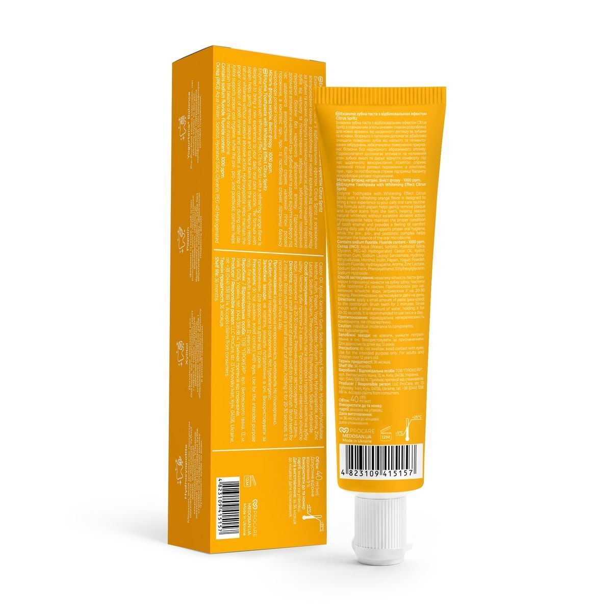 Энзимная зубная паста с отбеливающим эффектом Citrus Spritz Medosan 40 мл 4823109415157 фото