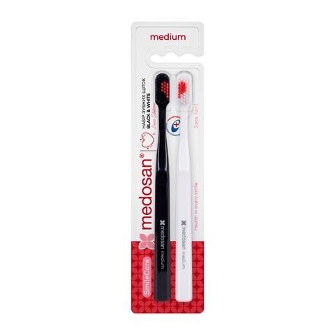 Набір зубних щіток SmileCare Medium Black & White Love edition  4823109413207 фото